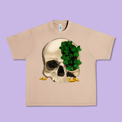 St Patrick's Day Skull With Clovers Urban Heavy Tee Designed By Jasminsmagicworld