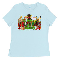 Baby Blue teacher claus christmas Ladies Tee - CowGirlArtShop