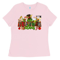 Bubblegum Pink teacher claus christmas Ladies Tee - CowGirlArtShop