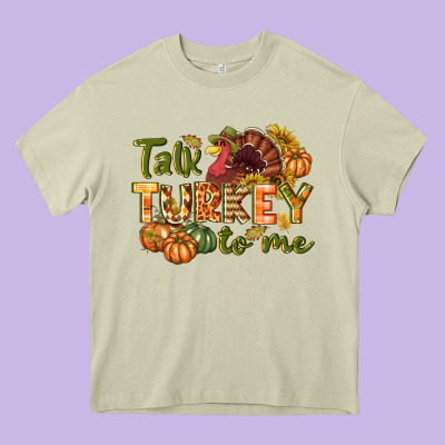 Talk Turkey To Me Thanksgiving P Heavy Core Tee Designed By Nancycooperartshop