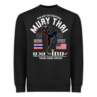 Black thailand american flag muay thai boxing train hard repeat t shirt Heavyweight Sweatshirt - InspiraDesign