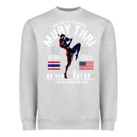 Heather Grey thailand american flag muay thai boxing train hard repeat t shirt Heavyweight Sweatshirt - InspiraDesign