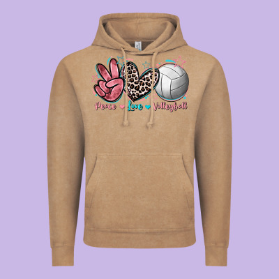 Peace Love Volleyball Vintage Hoodie Designed By Fadigitalartstudio