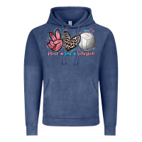 Vintage Denim Peace Love Volleyball Vintage Hoodie - FaDigitalArtStudio