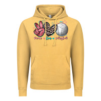 Vintage Mustard Peace Love Volleyball Vintage Hoodie - FaDigitalArtStudio