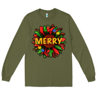 Army Green merry christmas with light sunflower bbs Long Sleeve Tee - BundleAndBundleShop
