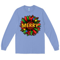 Colony Blue merry christmas with light sunflower bbs Long Sleeve Tee - BundleAndBundleShop