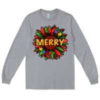 Heather Grey merry christmas with light sunflower bbs Long Sleeve Tee - BundleAndBundleShop