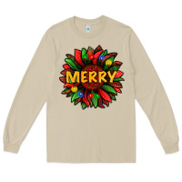 Mushroom merry christmas with light sunflower bbs Long Sleeve Tee - BundleAndBundleShop