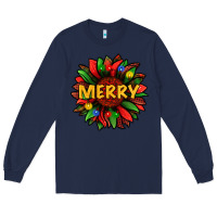Navy merry christmas with light sunflower bbs Long Sleeve Tee - BundleAndBundleShop