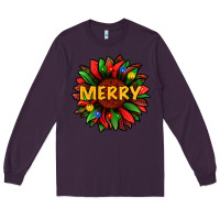 Plum merry christmas with light sunflower bbs Long Sleeve Tee - BundleAndBundleShop