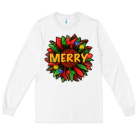 White merry christmas with light sunflower bbs Long Sleeve Tee - BundleAndBundleShop