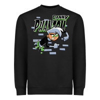 Black Danny Phantom Coming Through Brick Wall Heavyweight Sweatshirt - InspiraDesign