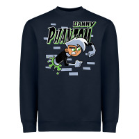 Navy Danny Phantom Coming Through Brick Wall Heavyweight Sweatshirt - InspiraDesign