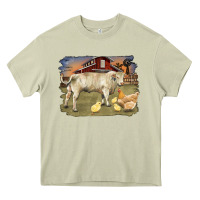 Mossy charolaris bull and chicken in barnyard Heavy Core Tee - RanaPortraitStore