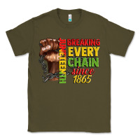 Army Green juneteenth breaking every chain since 1865 Classic Tee - CowGirlArtShop
