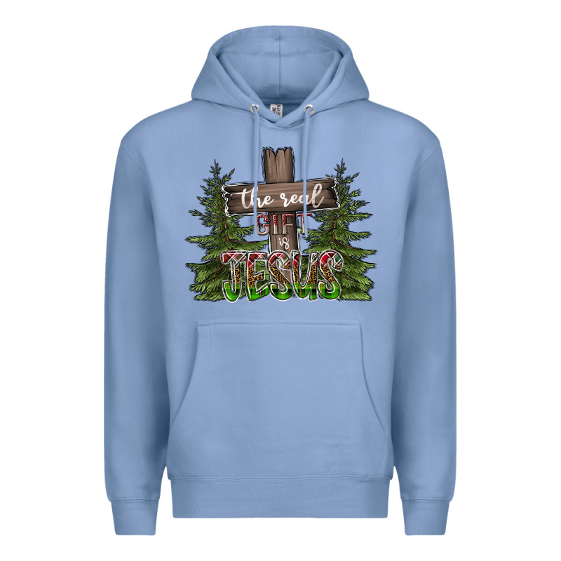 The Real Gift Is Jesus Premium Hoodie by CowhideDigitalArt | Teevron