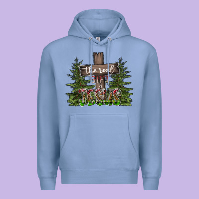 The Real Gift Is Jesus Premium Hoodie Designed By Cowhidedigitalart