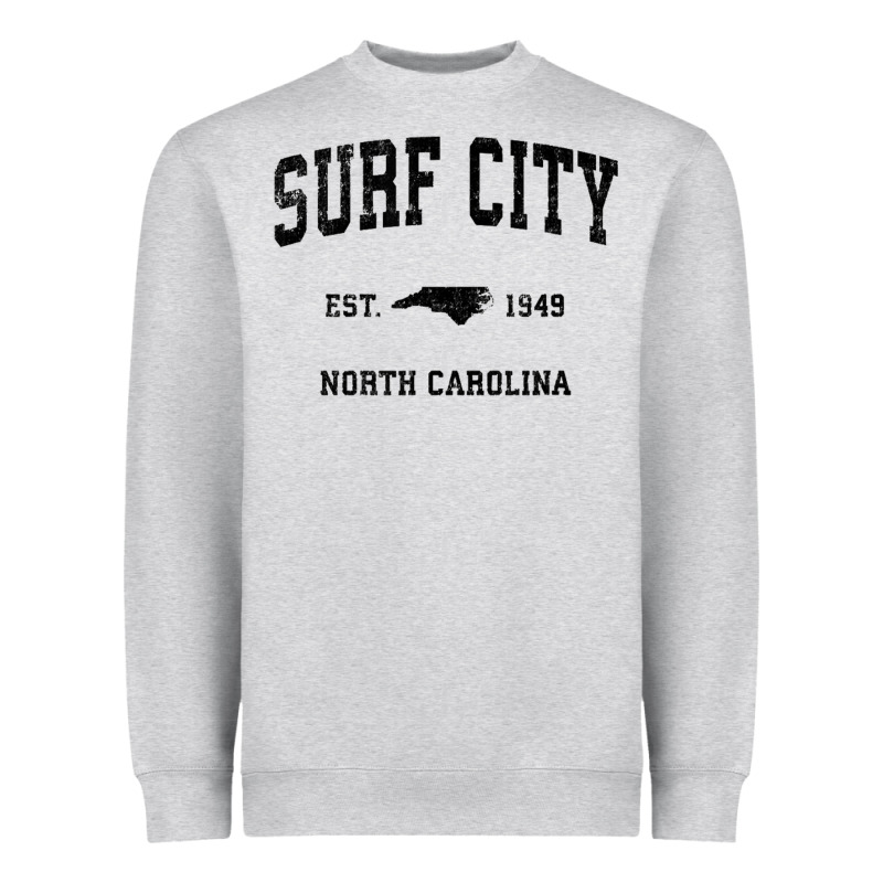 Surf City North Carolina Nc Vintage Sports Design Black Prin Heavyweight Sweatshirt by StudioElite | Teevron