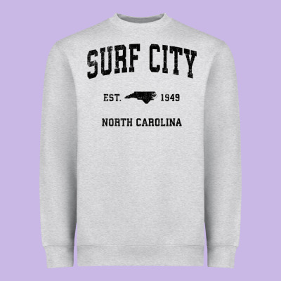 Surf City North Carolina Nc Vintage Sports Design Black Prin Heavyweight Sweatshirt Designed By Studioelite