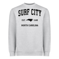 Heather Grey Surf City North Carolina Nc Vintage Sports Design Black Prin Heavyweight Sweatshirt - StudioElite