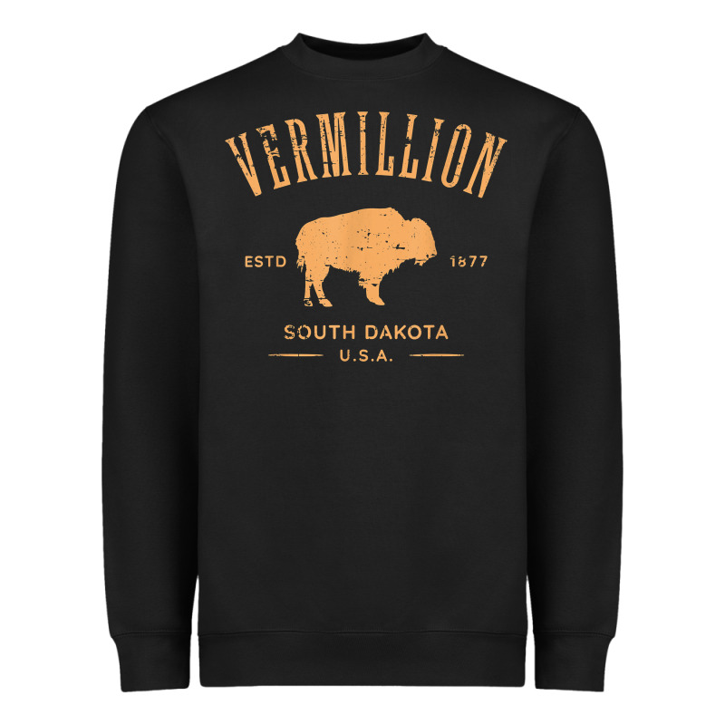 Vermillion South Dakota Bison Distressed Design T Shirt Heavyweight Sweatshirt by StudioElite | Teevron