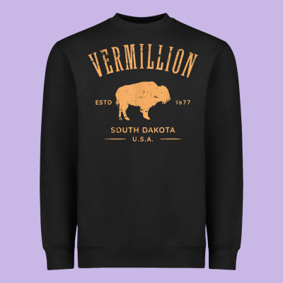 Vermillion South Dakota Bison Distressed Design T Shirt Heavyweight Sweatshirt Designed By Studioelite
