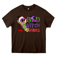 Chocolate Brown Bad witch vibes Heavy Core Tee - NancyCooperArtShop