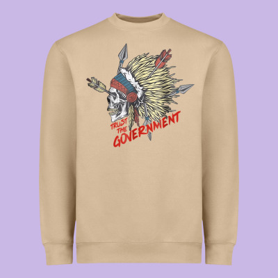 Trust The Government Skull Native American Chief Native T Shirt Heavyweight Sweatshirt Designed By Studioelite