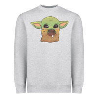 Heather Grey Baby yoda Heavyweight Sweatshirt - StudioElite