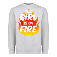 Heather Grey This Girl Is On Fire Fierce Lady Woman Power Go Girls Fiery Heavyweight Sweatshirt - StudioElite