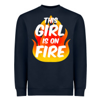 Navy This Girl Is On Fire Fierce Lady Woman Power Go Girls Fiery Heavyweight Sweatshirt - StudioElite
