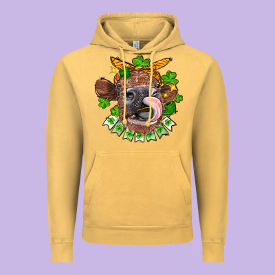St. Patrick's Day Cow Vintage Hoodie Designed By Fadigitalartstudio