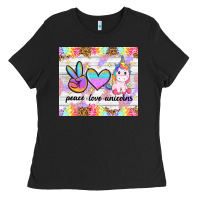 Black peace loeve unicorns Ladies Tee - CowGirlArtShop