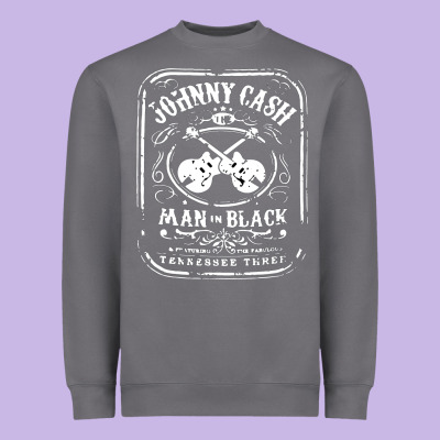 Johnny Cash Man In Black Heavyweight Sweatshirt Designed By Studioelite
