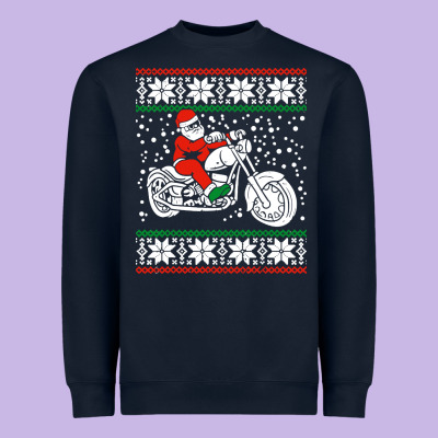Santa Ridin Motocycle Heavyweight Sweatshirt Designed By Studioelite