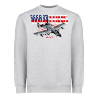 Heather Grey Military Airplane A-10 Warthog American Flag Heavyweight Sweatshirt - StudioElite