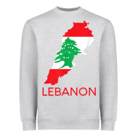 Heather Grey Lebanon Flag Cedar Tree Beirut Lebanese Arabic Arab Islam Heavyweight Sweatshirt - StudioElite