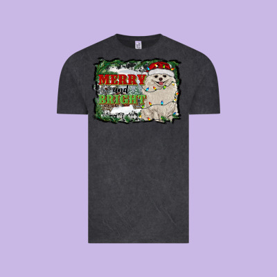 Merry And Bright Pomeranian Vintage Tee Designed By Ranaportraitstore