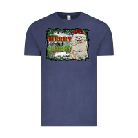 Vintage Denim merry and bright pomeranian Vintage Tee - RanaPortraitStore