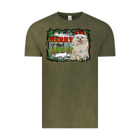 Vintage Olive merry and bright pomeranian Vintage Tee - RanaPortraitStore