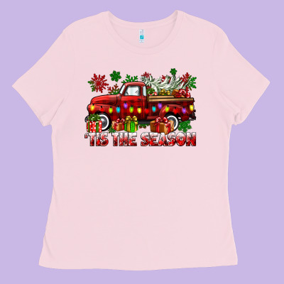 Tis The Season Christmas Truck Ladies Tee Designed By Cowgirlartshop
