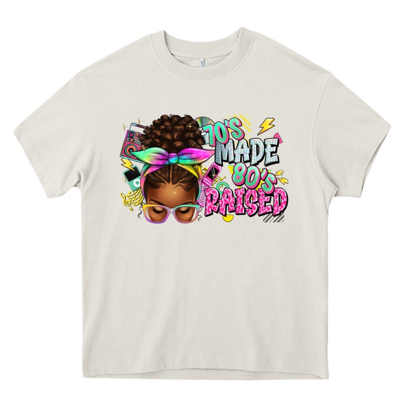 70's Made 80's Raised Afro Messy Bun Heavy Core Tee by texasbilliewilder | Teevron