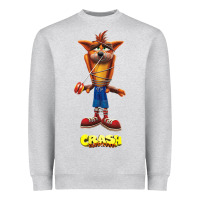 Heather Grey Crash Bandicoot  Yo Yo Heavyweight Sweatshirt - StudioElite