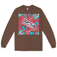 Chestnut cosmetic fake eyelashes and butterfly with leopard seamless pattern bb Long Sleeve Tee - BundleAndBundleShop