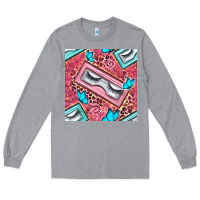 Heather Grey cosmetic fake eyelashes and butterfly with leopard seamless pattern bb Long Sleeve Tee - BundleAndBundleShop