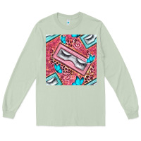 Matcha cosmetic fake eyelashes and butterfly with leopard seamless pattern bb Long Sleeve Tee - BundleAndBundleShop