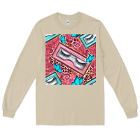 Mushroom cosmetic fake eyelashes and butterfly with leopard seamless pattern bb Long Sleeve Tee - BundleAndBundleShop