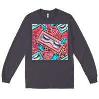 Smoke cosmetic fake eyelashes and butterfly with leopard seamless pattern bb Long Sleeve Tee - BundleAndBundleShop