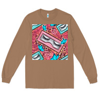 Toasted Coconut cosmetic fake eyelashes and butterfly with leopard seamless pattern bb Long Sleeve Tee - BundleAndBundleShop